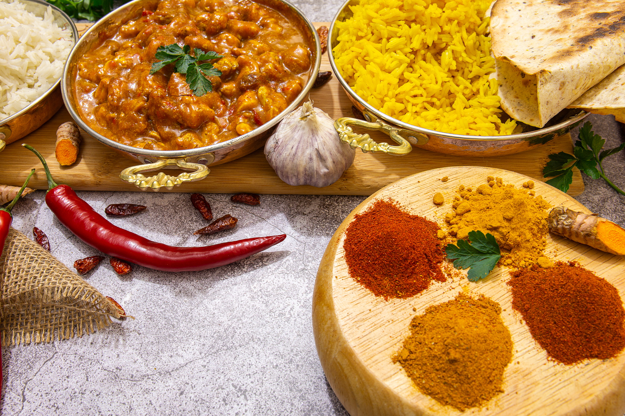 Indian food. Indian food. Chicken curry in tomato sauce